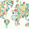 Floral World White Mural Wallpaper - pure wallpaper artwork