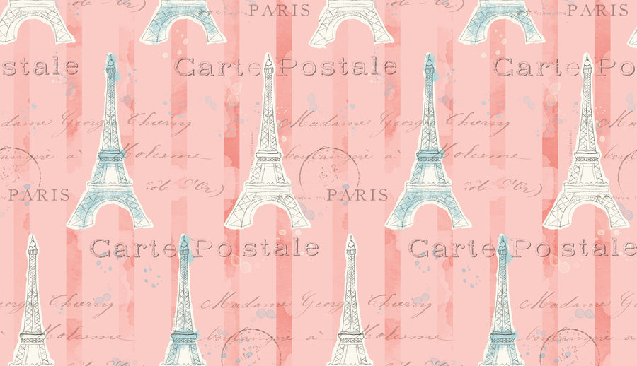 Greetings From Paris Red Mural Wallpaper