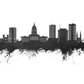 Topeka Wyoming Skyline Black & White Mural Wallpaper - pure wallpaper artwork