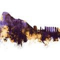 Gibraltar Skyline Purple & Gold Mural Wallpaper - pure wallpaper artwork