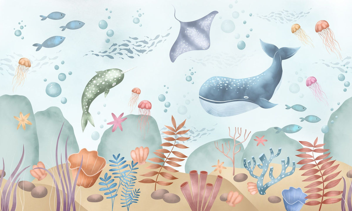 Ocean Paradise, Neutral Mural Wallpaper - pure wallpaper artwork
