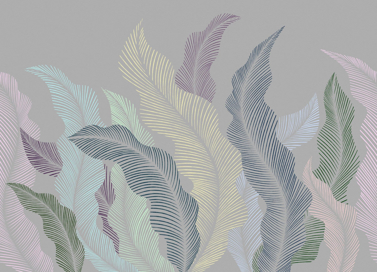 Foliage Flow, Pastel Mural Wallpaper - pure wallpaper artwork