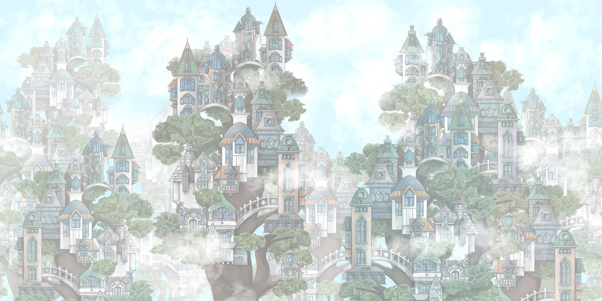 Treehouse Neighborhood Fade Mural Wallpaper - pure wallpaper artwork