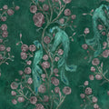 Peacock and Peony Chinoiserie Bottle Green Mural Wallpaper - pure wallpaper artwork