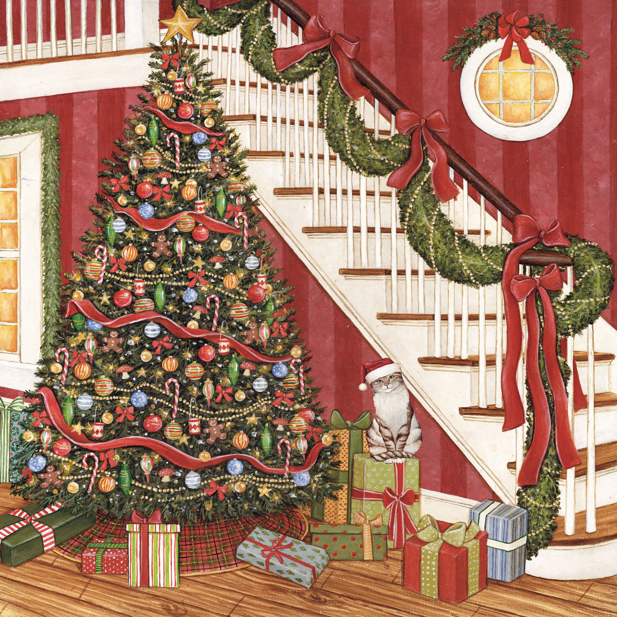 Home For the Holidays IV Mural Wallpaper - Red Tone - pure wallpaper artwork