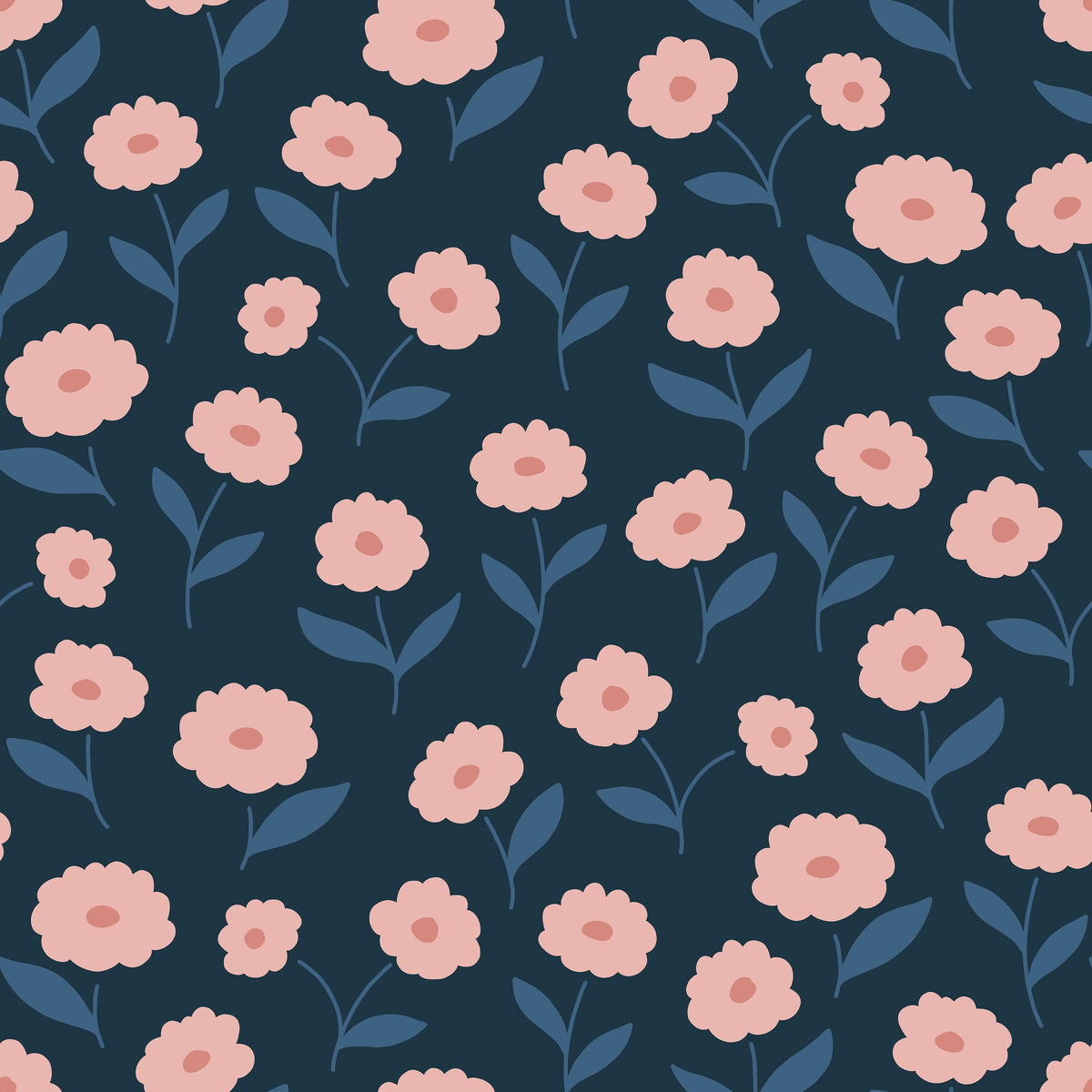 Pink Carnations in a Blue Field Mural Wallpaper - pure wallpaper artwork