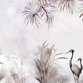 Cranes in a Field Purple Mural Wallpaper - pure wallpaper artwork