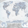 World Map Atlas Blue Mural Wallpaper - pure wallpaper artwork