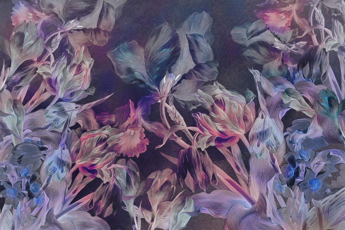Tulips Feast, Purple Mural Wallpaper - pure wallpaper artwork