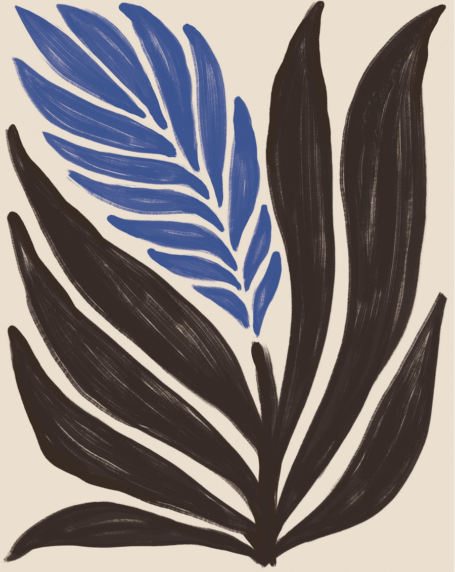 Simple Flowers II Blue Mural Wallpaper