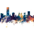 Oklahoma City Skyline Blue & Bronze Mural Wallpaper - pure wallpaper artwork