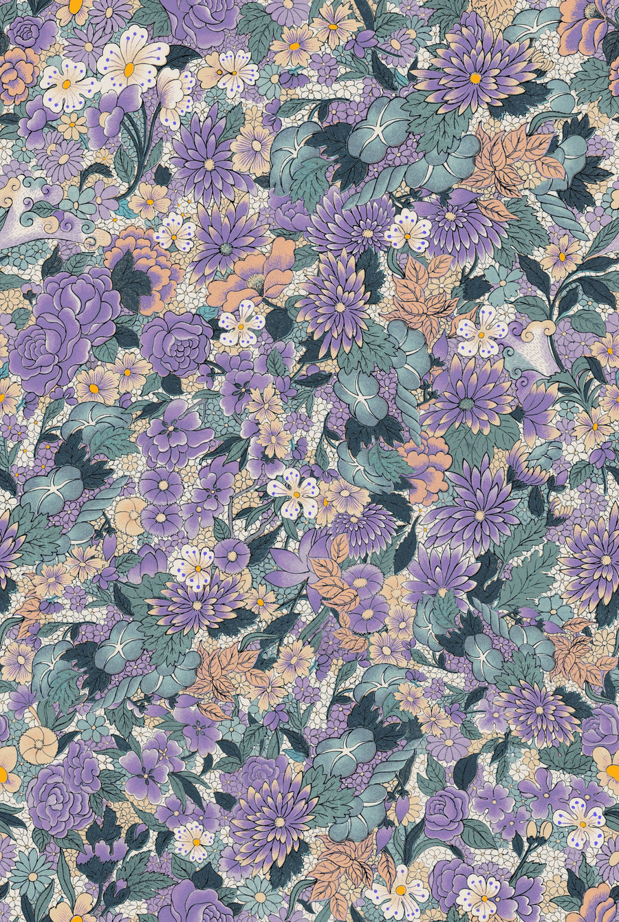 Floral Blossom Viola Mural Wallpaper