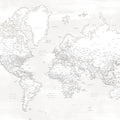 World Map Cities - Maeli White Mural Wallpaper - pure wallpaper artwork