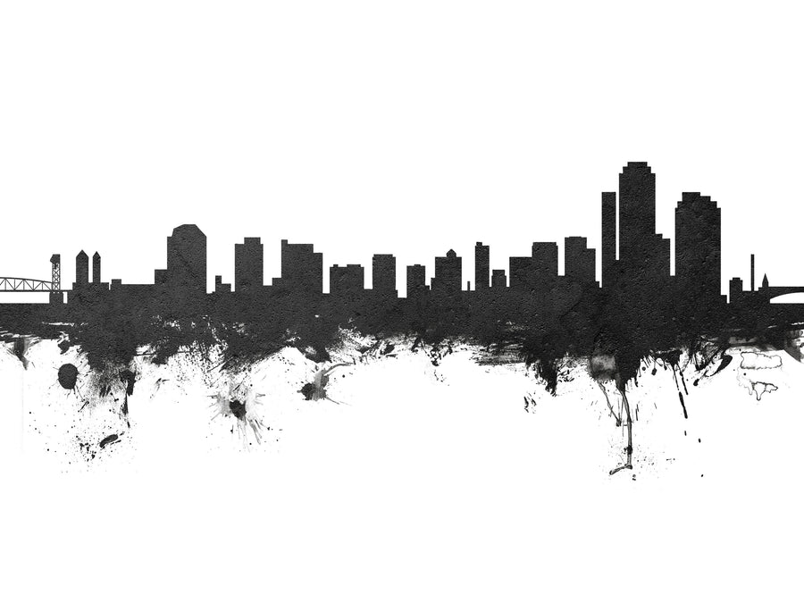 Wilmington Delaware Skyline Black & White Mural Wallpaper