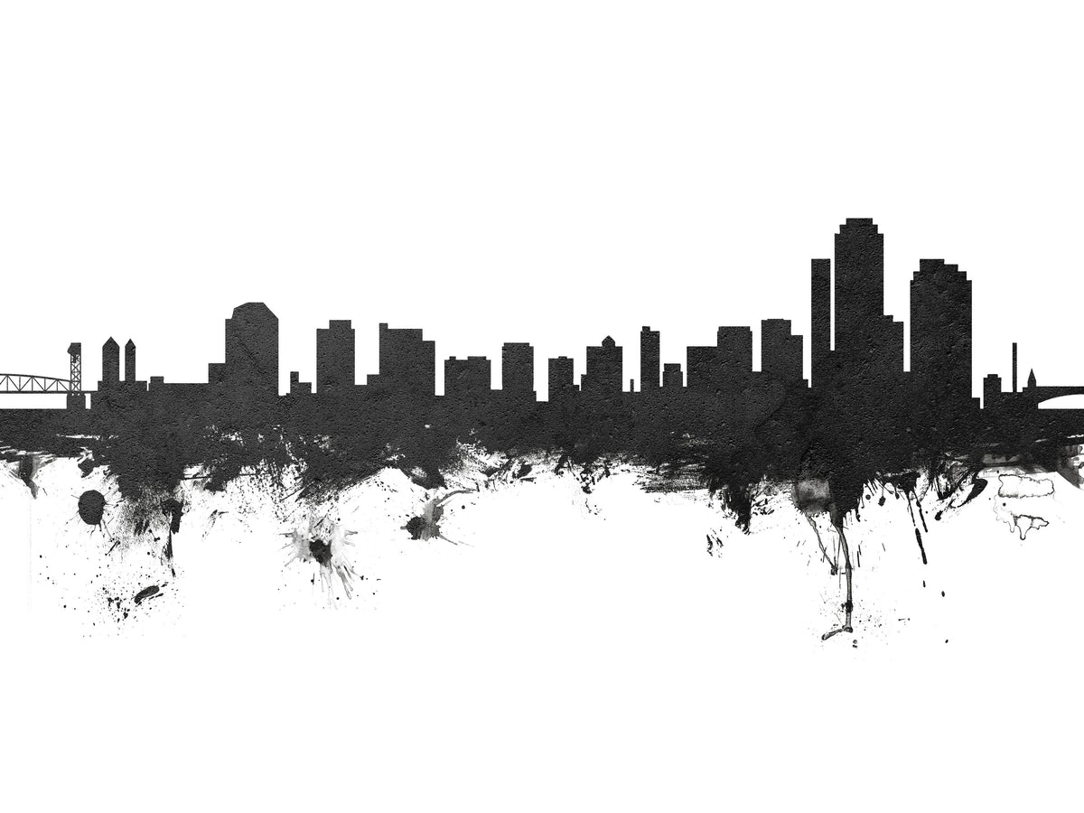 Wilmington Delaware Skyline Black & White Mural Wallpaper - pure wallpaper artwork