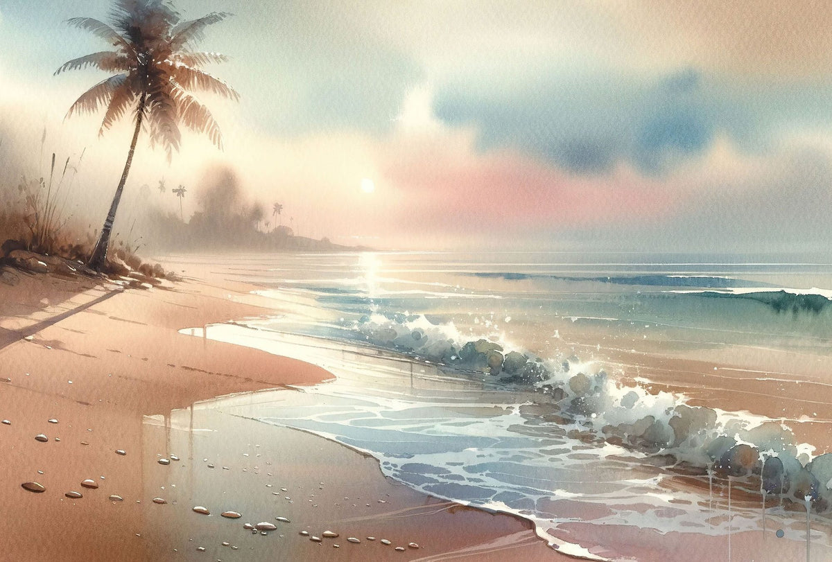 Calm Tropical Beach Sunrise Mural Wallpaper - pure wallpaper artwork