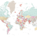 World Map Cities - Pastella Mural Wallpaper - pure wallpaper artwork