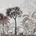 Tropical Forest Strolls Rainy Blue Mural Wallpaper - pure wallpaper artwork