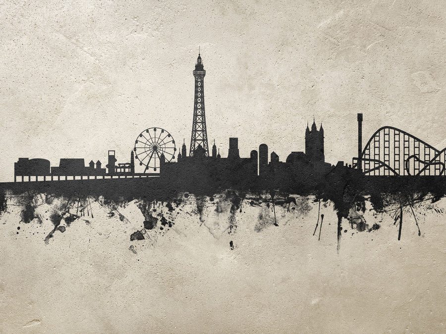 Blackpool England Skyline Concrete Mural Wallpaper