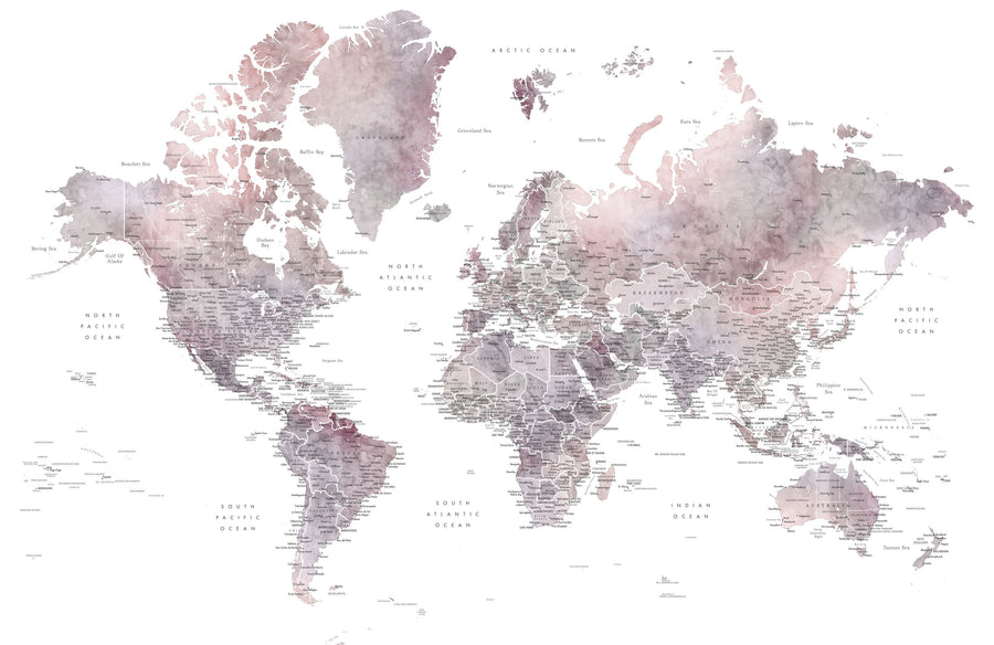 World Map Cities - Noelie Mural Wallpaper