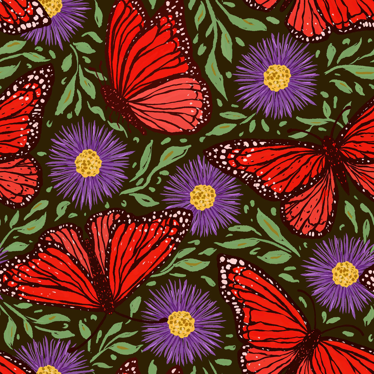 Papillion II, Tomato & Purple Mural Wallpaper - pure wallpaper artwork