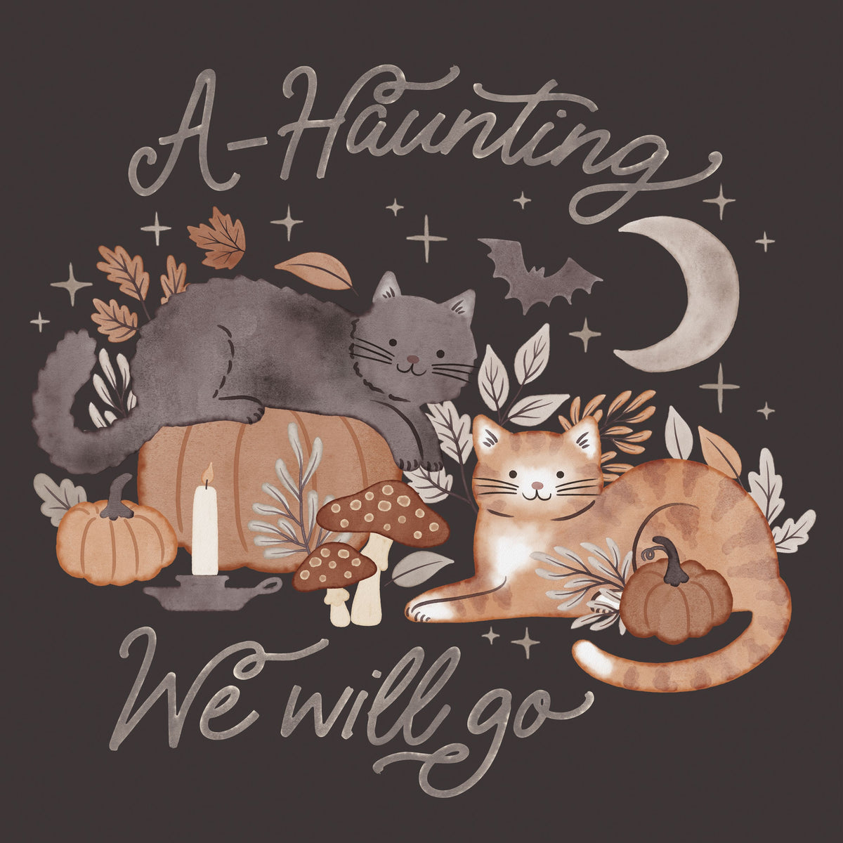 Pumpkins and Paws III Dark Mural Wallpaper - pure wallpaper artwork