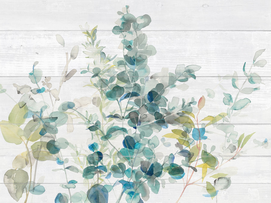 Eucalyptus I on Shiplap Mural Wallpaper - Light Tone