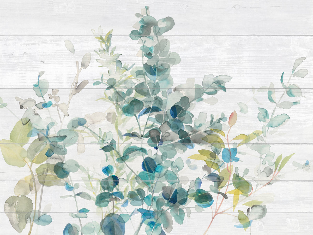 Eucalyptus I on Shiplap Mural Wallpaper - Light Tone - pure wallpaper artwork