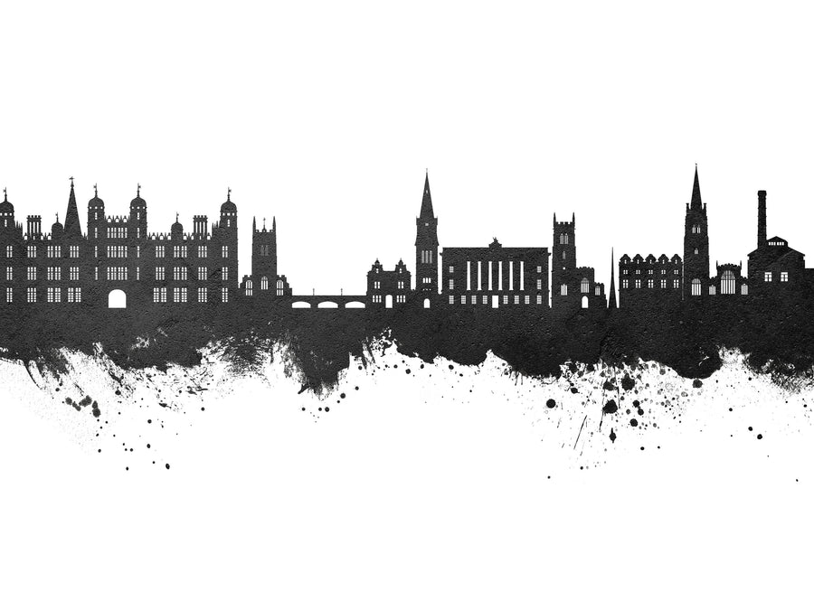 Stamford England Skyline Black & White Mural Wallpaper