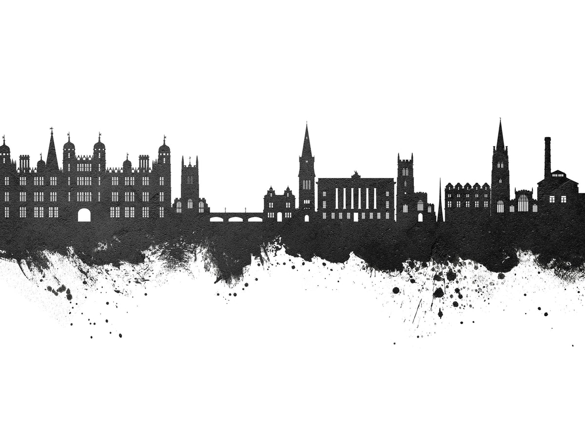 Stamford England Skyline Black & White Mural Wallpaper - pure wallpaper artwork