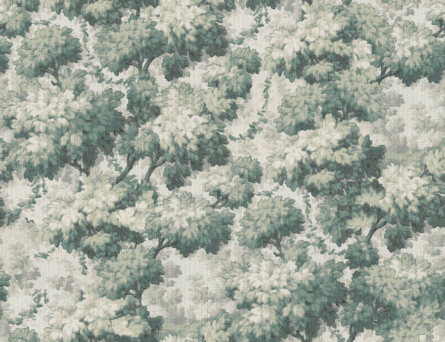 Greenwood Linden, Dusty Green Mural Wallpaper