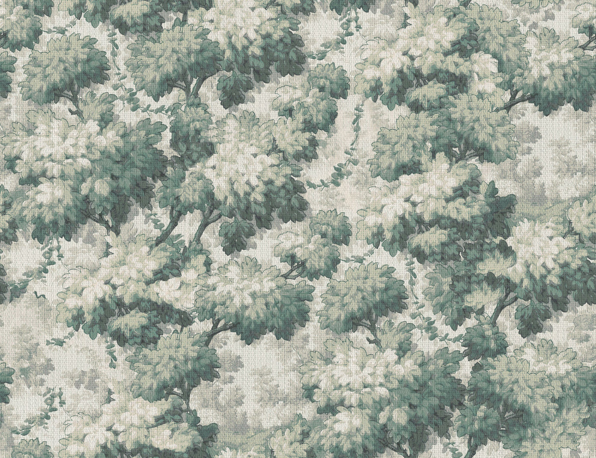 Greenwood Linden, Dusty Green Mural Wallpaper - pure wallpaper artwork