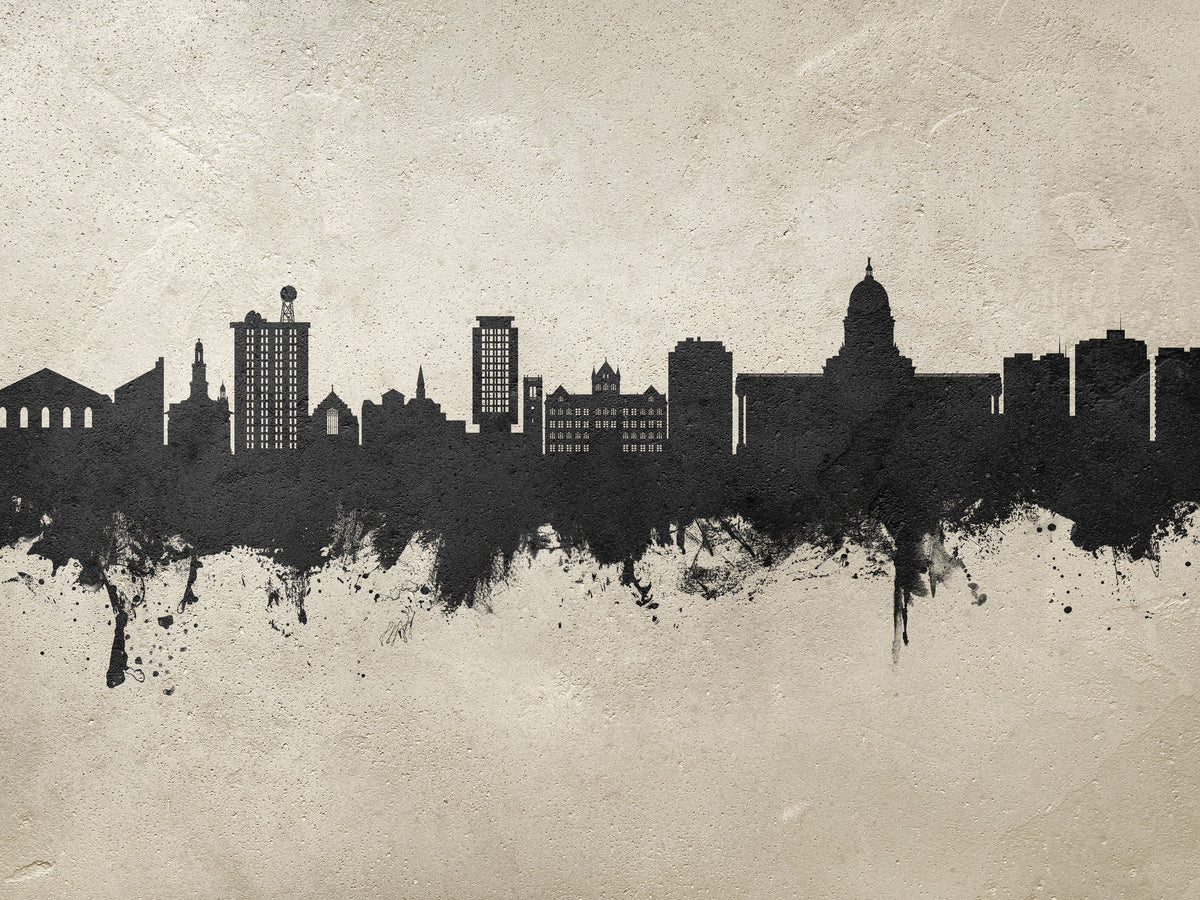 Madison Wisconsin Skyline Concrete Mural Wallpaper - pure wallpaper artwork