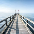 Strand Pier Blue Mural Wallpaper - pure wallpaper artwork