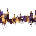 Ipswich England Skyline Purple & Gold Mural Wallpaper - pure wallpaper artwork