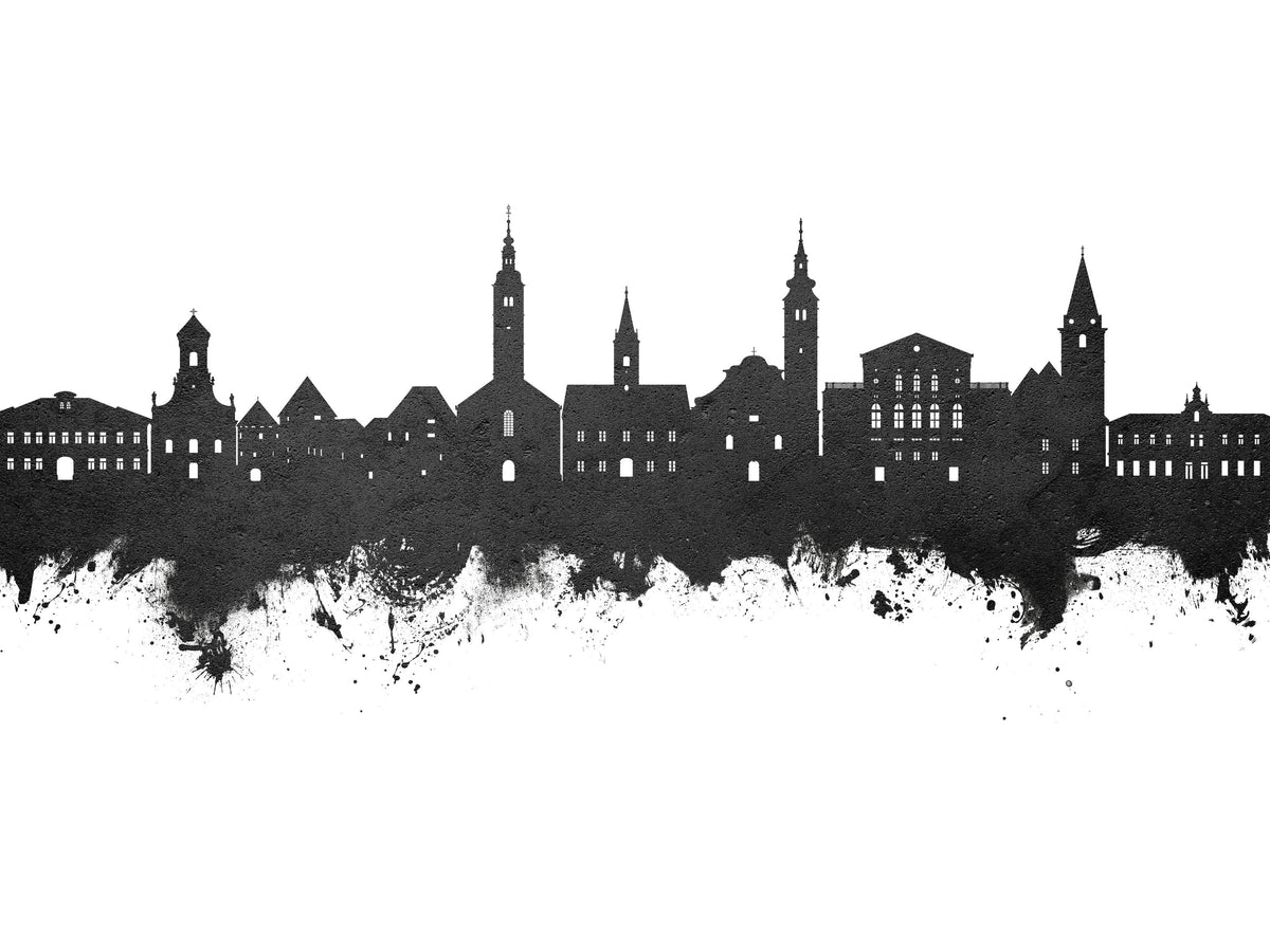 Varaždin Croatia Skyline Black & White Mural Wallpaper - pure wallpaper artwork
