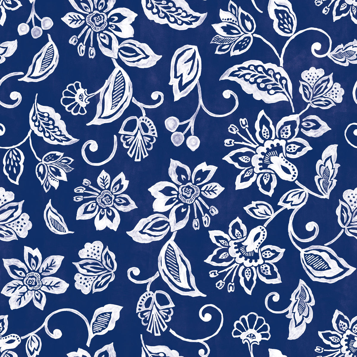 Sino Flowers Blue Mural Wallpaper - pure wallpaper artwork