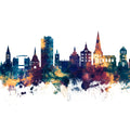 Rostock Germnay Skyline Blue & Bronze Mural Wallpaper - pure wallpaper artwork
