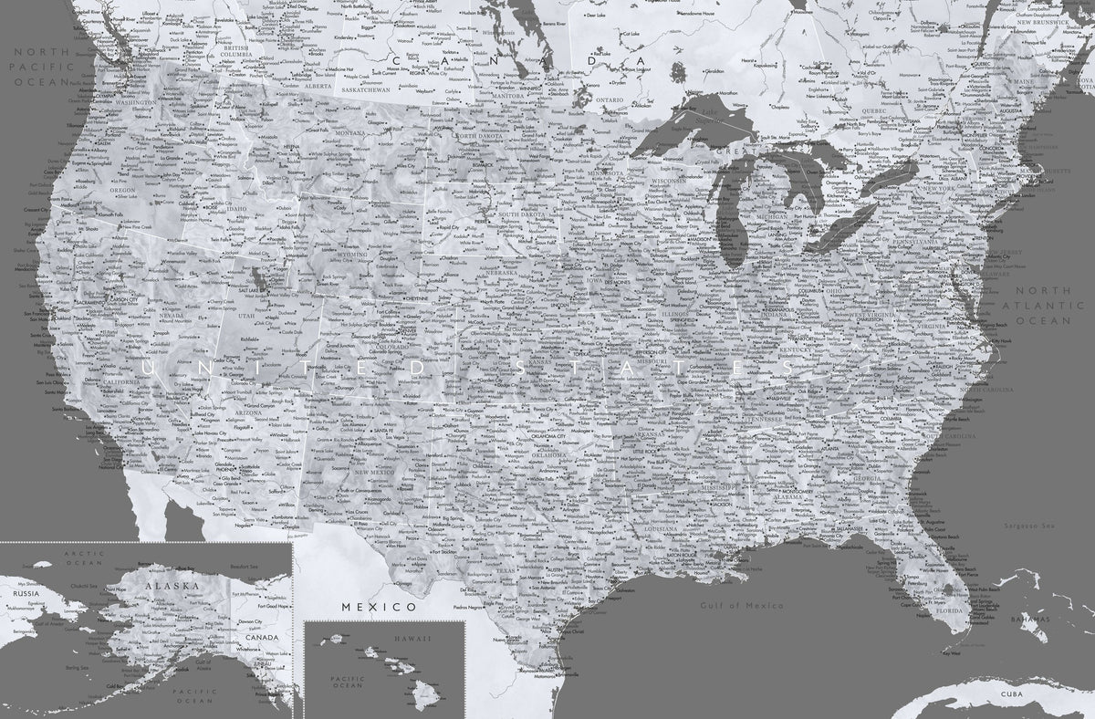 US Map Detailed - Paolo Mural Wallpaper - pure wallpaper artwork