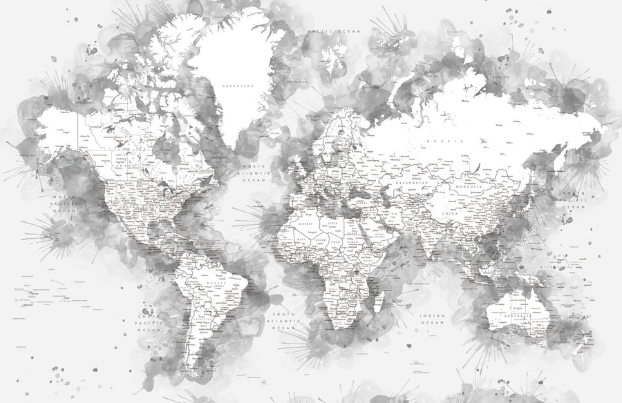 World Map Cities - Louiss Mural Wallpaper