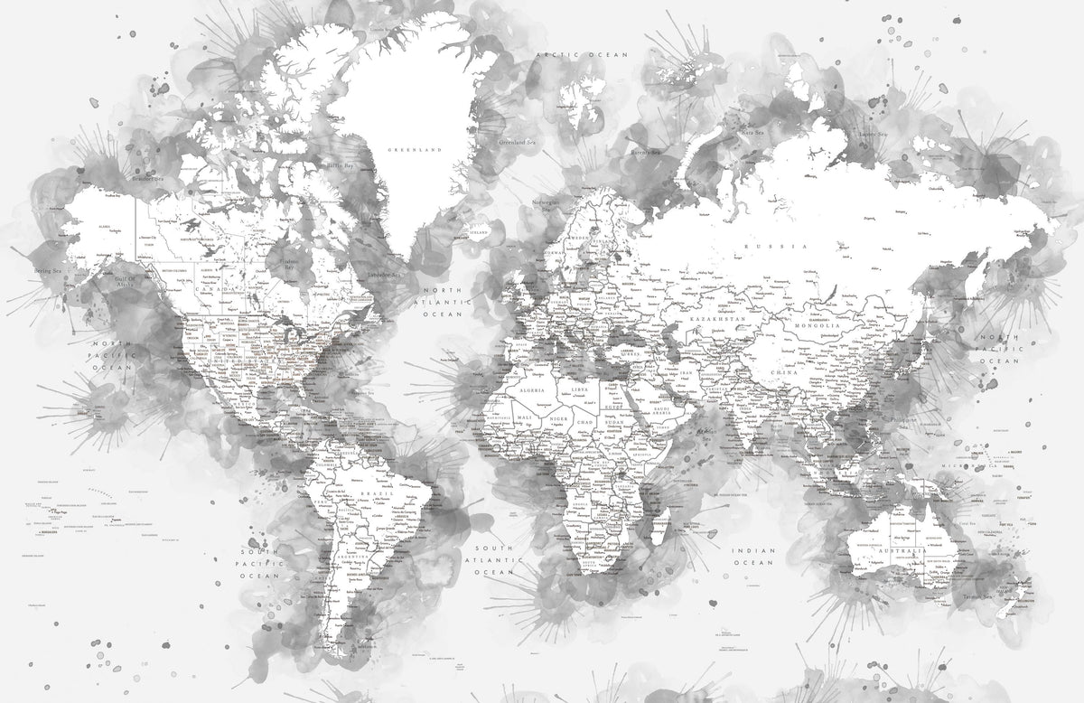 World Map Cities - Louiss Mural Wallpaper - pure wallpaper artwork
