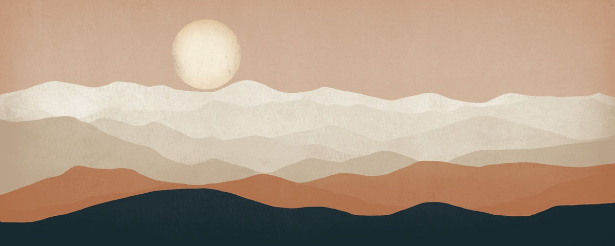 Mojave Mountains and Moon Mural Wallpaper - pure wallpaper artwork