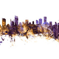 Vancouver Canada Skyline Purple & Gold Mural Wallpaper - pure wallpaper artwork