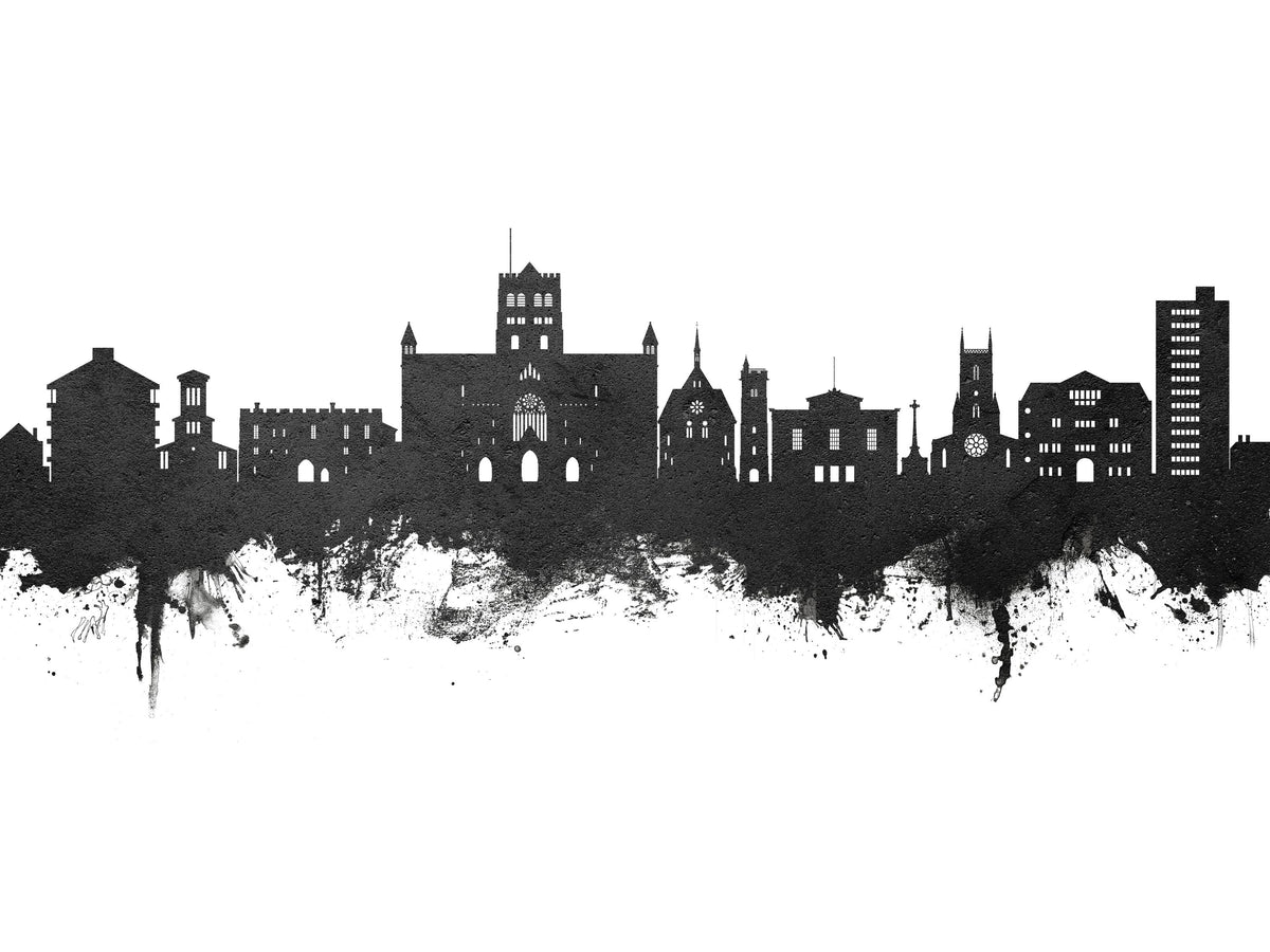 St Albans England Skyline Black & White Mural Wallpaper - pure wallpaper artwork