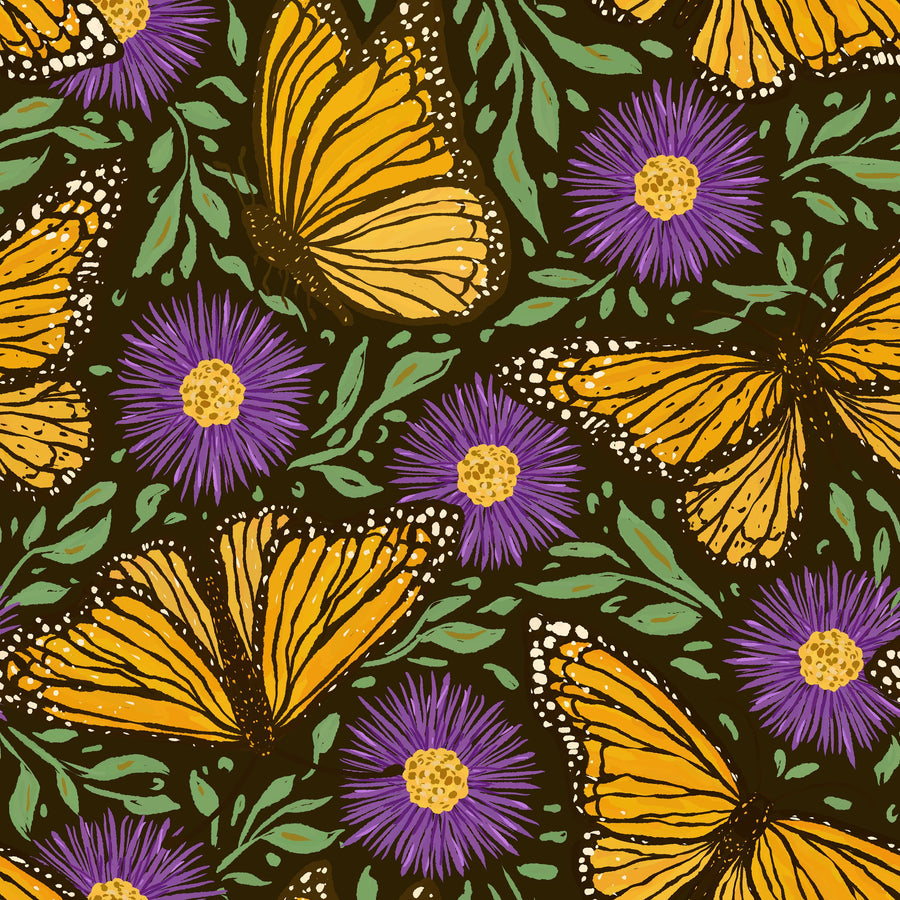Papillion II, Purple Mural Wallpaper