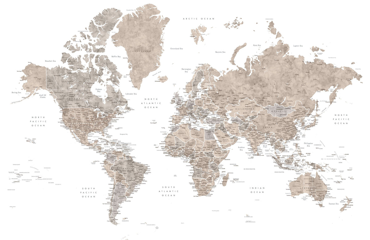 World Map Cities - Abey Mural Wallpaper - pure wallpaper artwork