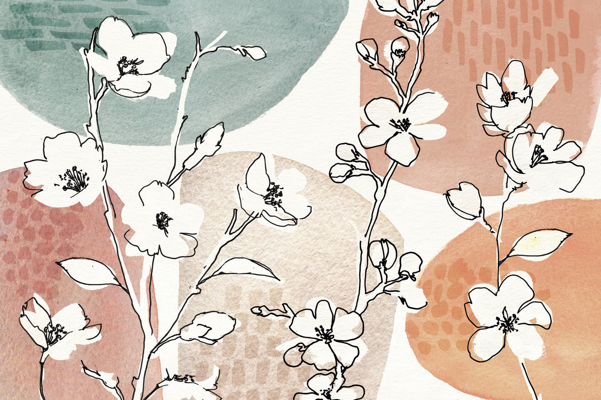 Soft Floral Figures Mural Wallpaper - pure wallpaper artwork