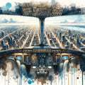 Cityscape From Airplane Cockpit Mural Wallpaper - pure wallpaper artwork