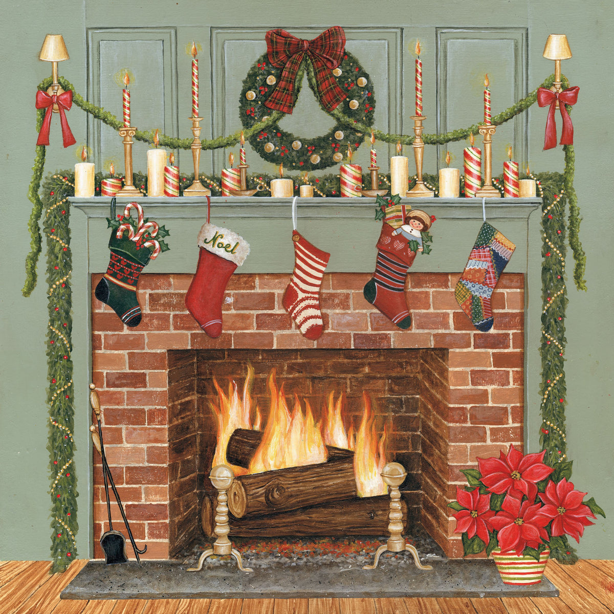 Home For the Holidays I Mural Wallpaper - Red Tone - pure wallpaper artwork