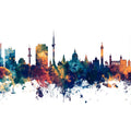 Hannover Germany Skyline Blue & Bronze Mural Wallpaper - pure wallpaper artwork